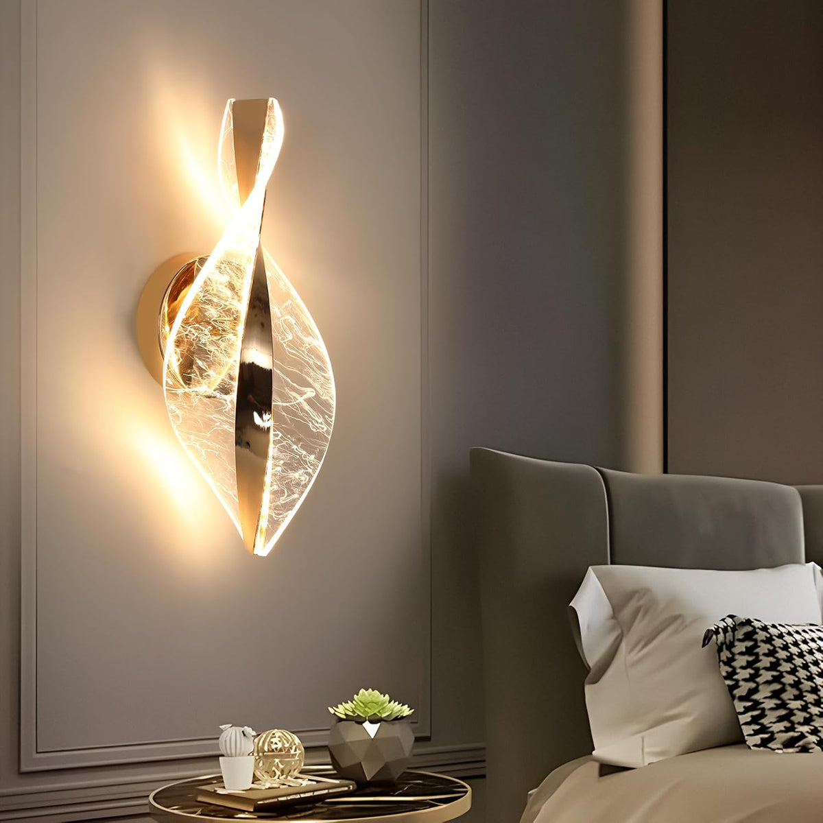 Comely LED Wandleuchten Innen 3000K/4500K/6500K 3 Farbtemperatur, Gold 12W 2000LM Kreative Wandlampe Innen LED f¨¹r Schlafzimmer, Wohnzimmer