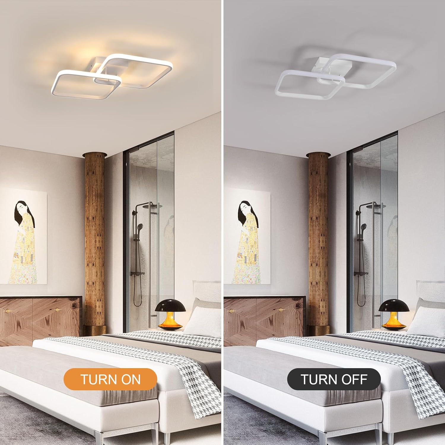 Ceiling Light - White Aluminium Frame, Warm Light