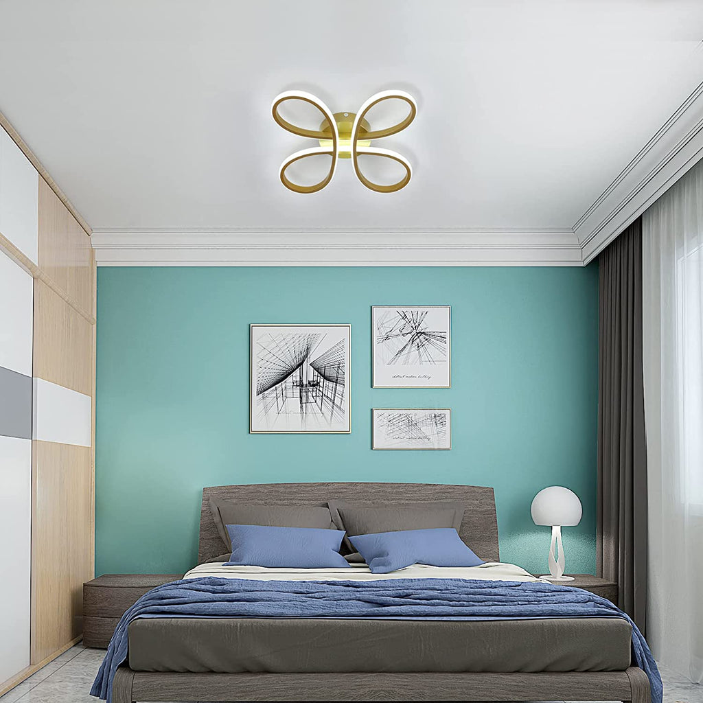 Comely Plafonnier LED Moderne, 30W 3400LM Lampe de Plafond, Luminaire Plafonnier Forme de Fleur pour Couloir, Balcon, Chambre, Salon, Salle à Manger, Lumière Blanche 6500k, 30cm, Doré