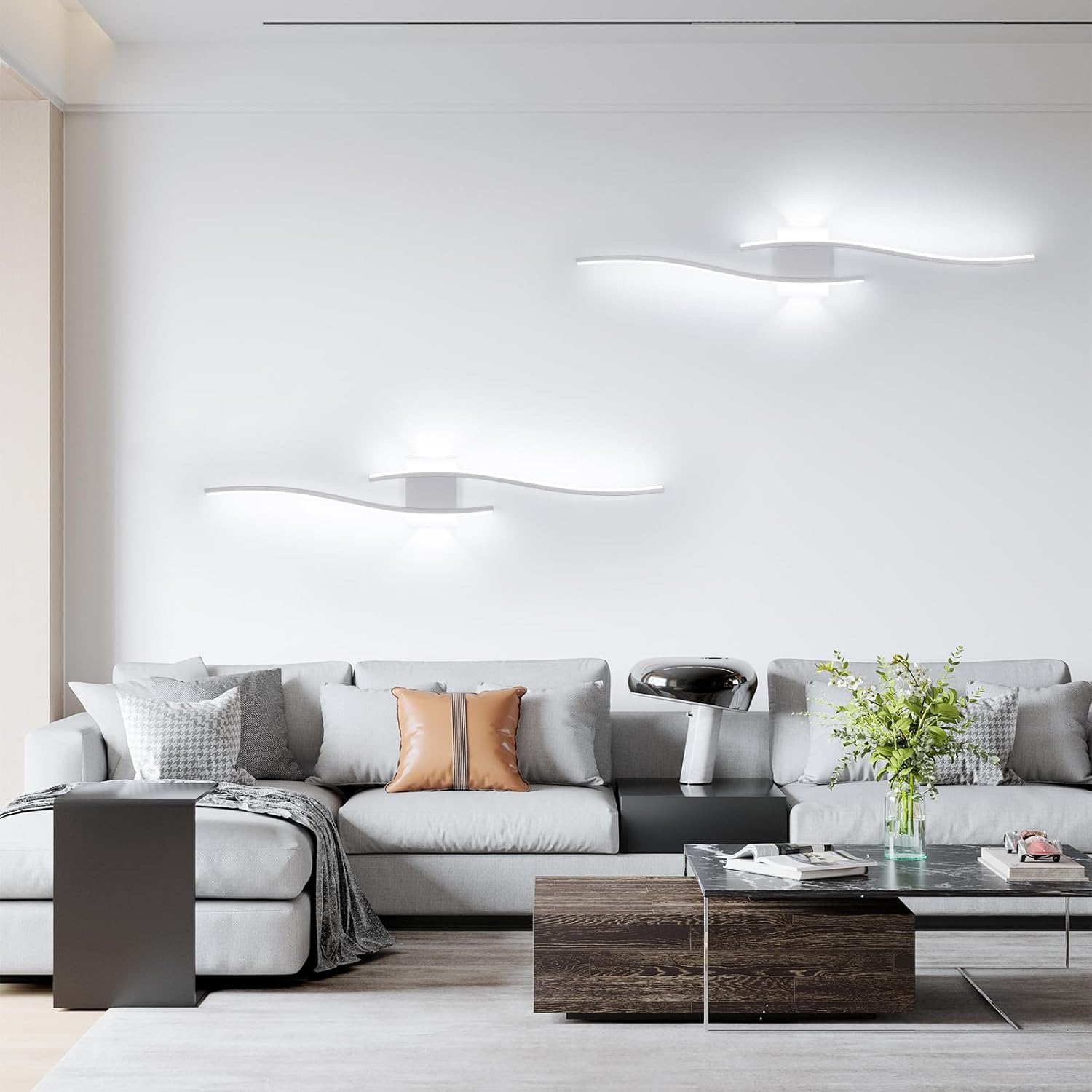 Applique da Parete - Struttura in Alluminio Bianco, Luce Bianca