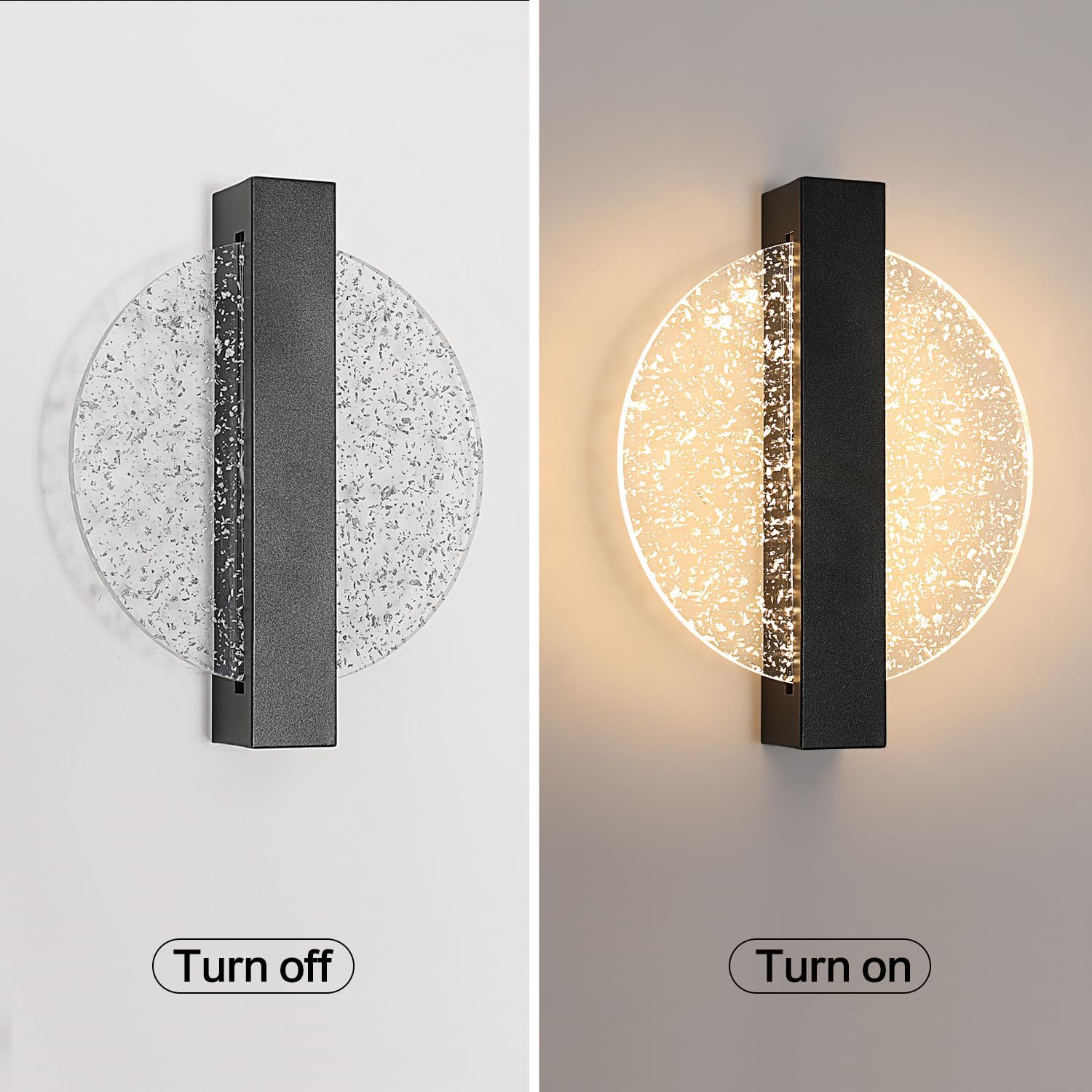 Comely Applique Murale LED 12W, 3 Températures de Couleur 3000K/4500K/6500K Lampe Murale LED Moderne, Noir Applique Murale Intérieure pour Salon, Chambre, Escalier, Couloir