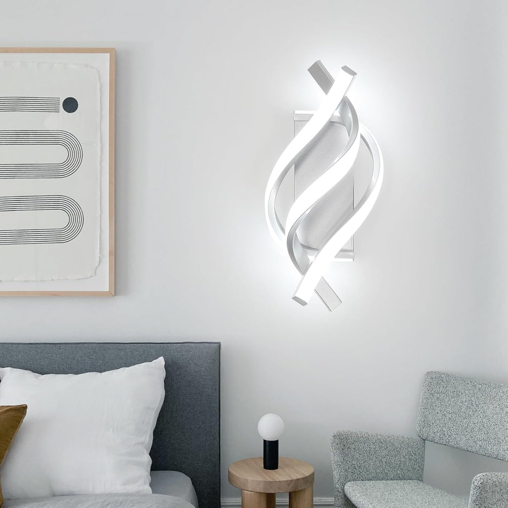 Applique - Telaio in Alluminio Argento, Luce Bianca