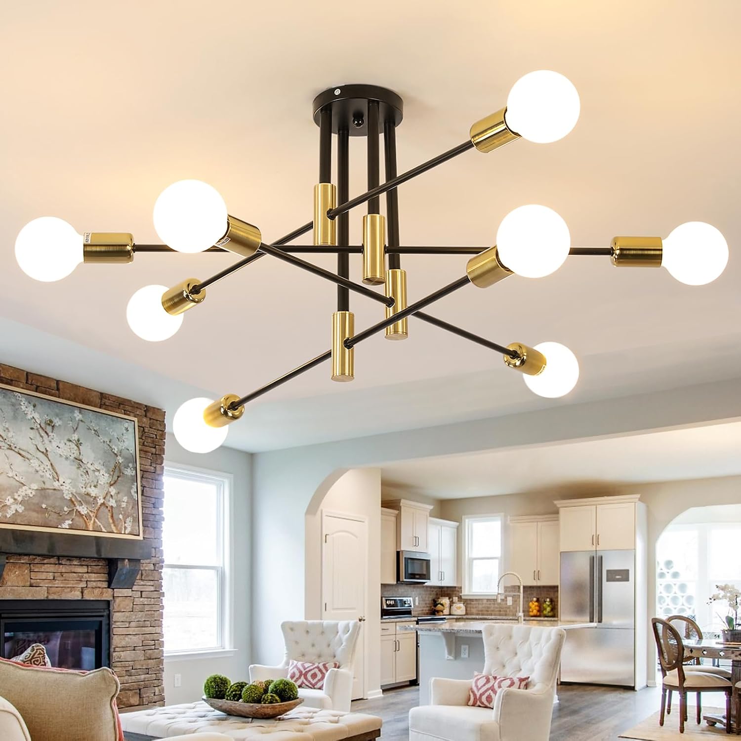 Ceiling Light - Black & Gold Metal Frame