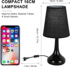 Comely Lampe de Table Rétro avec Abat-Jour en Tissu Noir – Lampe de Chevet Vintage E27, Câble 1,5 m avec Interrupteur, Lampe Décorative pour Chambre Salon Bureau