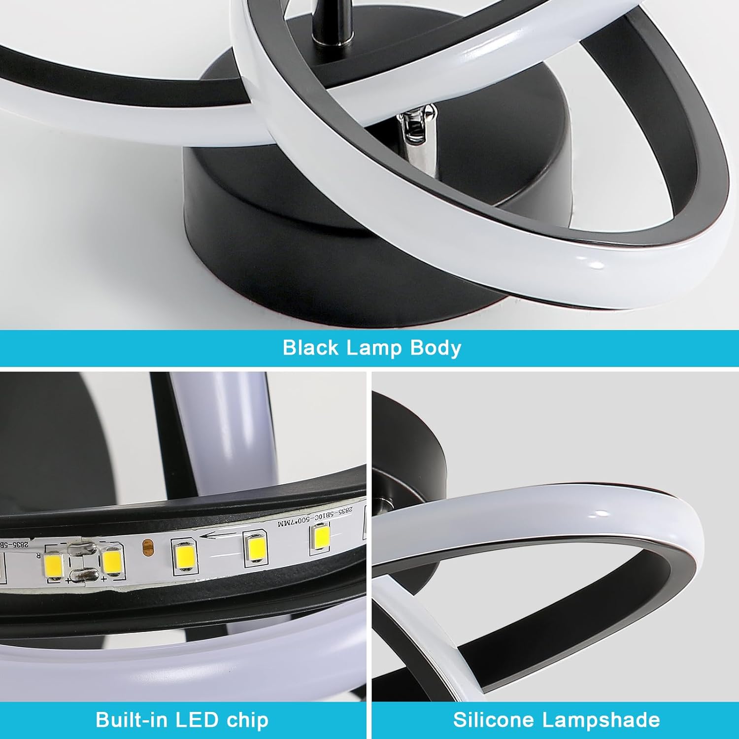 Ceiling Light - Black Aluminium Frame, White Light