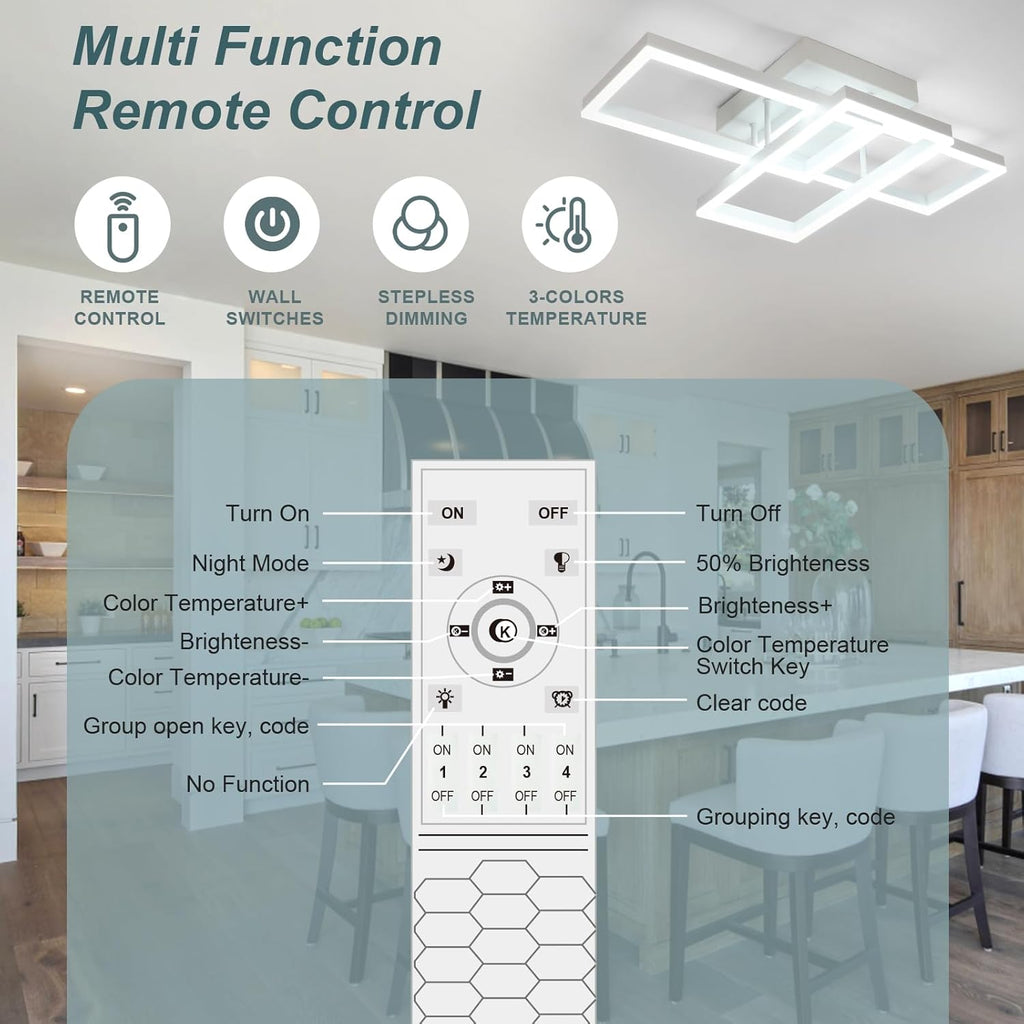 Ceiling Light - White Acrylic Frame, Tunable and Dimmable