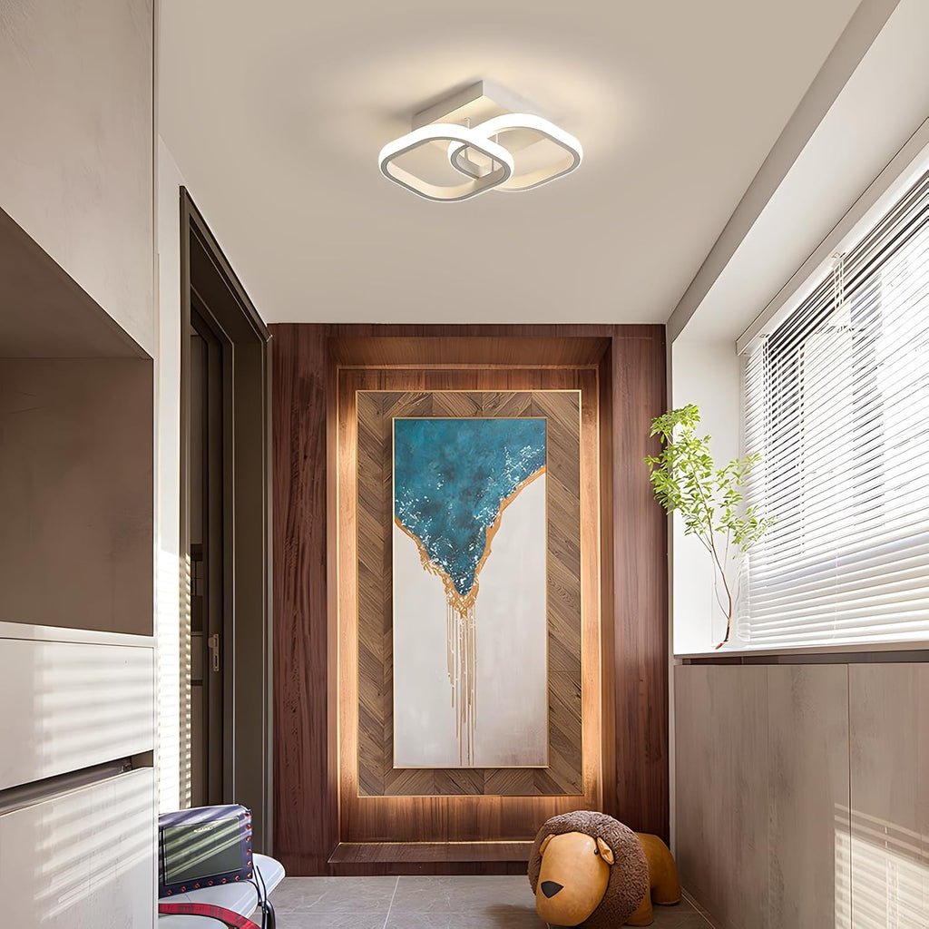 Comely Lot de 2 Plafonniers LED Modernes, 24W 2700LM Petit Plafonnier LED Carré Luminaires Intérieur pour Chambre Salon Allée Couloir Balcon, Lumière Naturelle 4500K, Blanc 24cm