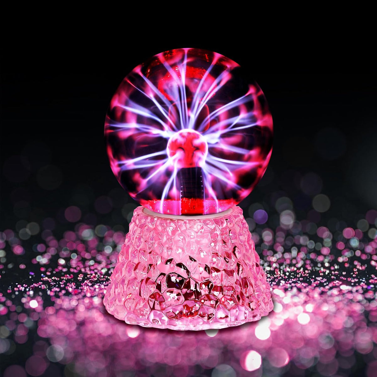 Comely Plasmakugel 5 Zoll, Rote Plasmalampe mit Kristallbasis, Touch-Steuerung, 12V EU-Stecker, plasma lampe Perfekt f¨¹r Wohnzimmer, Schlafzimmer und Partydekoration [Energieklasse E]