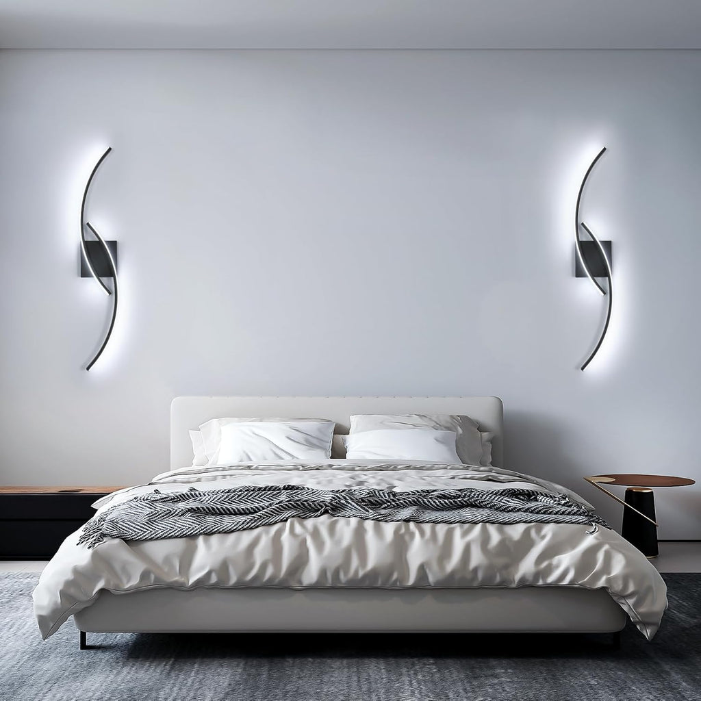 Comely Applique Murale Interieur, Moderne 80cm 27W Noir Lampe Murale LED pour Chambre à Coucher Salon, Lumière Blanche 6500K