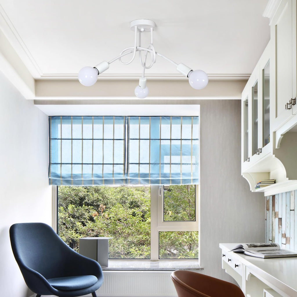 Ceiling Light - White Metal Frame
