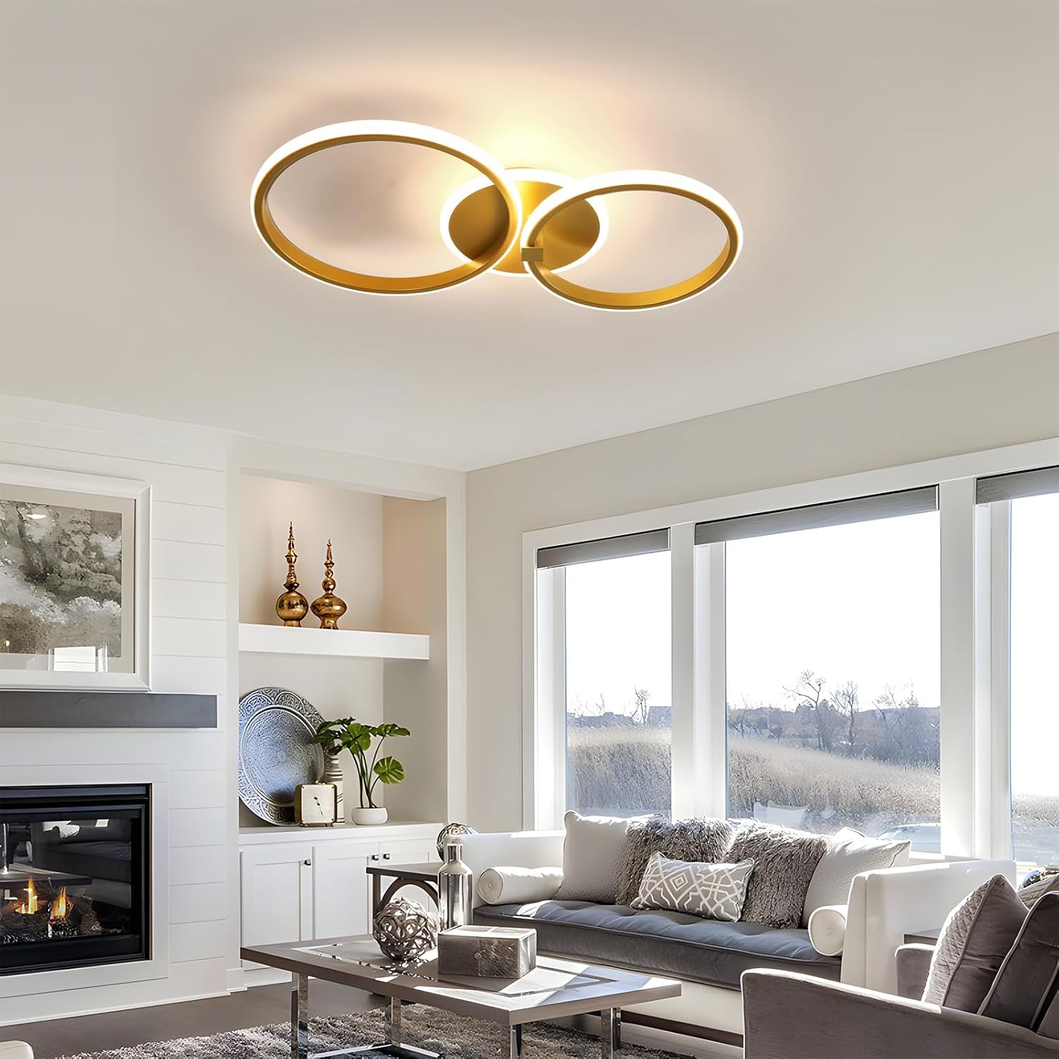 Ceiling Light - Gold Acrylic Frame, Tunable and Dimmable