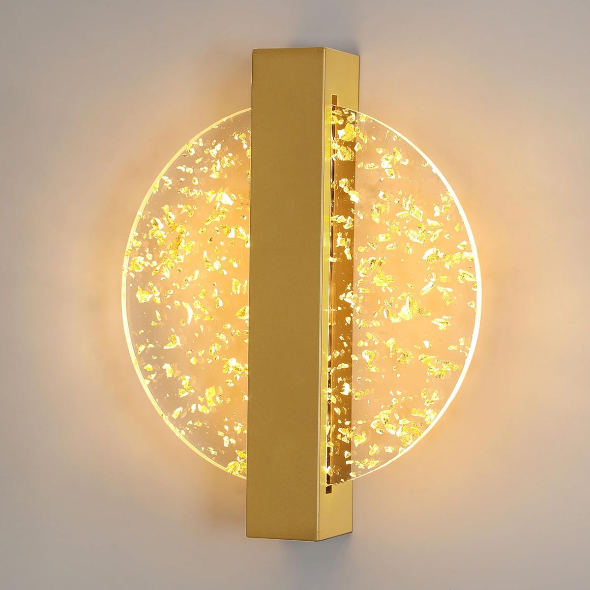 Comely Wandleuchte Innen LED, Gold Kreativit?t 12W 1500LM Rund LED Wandlampe Warmes Wei? 3000K, Wandleuchte Innen Modern, Wandbeleuchtung f¨¹r Wohnzimmer, Schlafzimmer, Treppenhaus, Flur