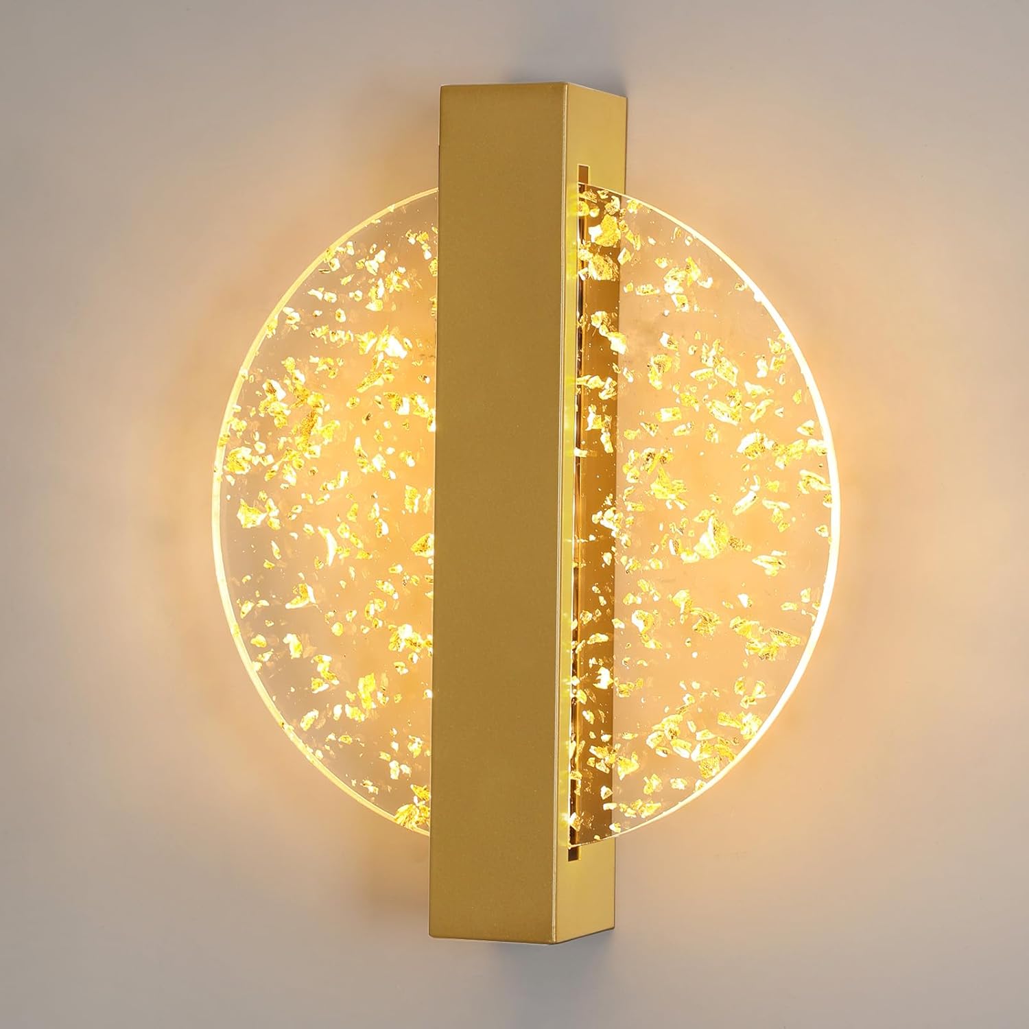Comely Applique Murale LED 12W, Or Lampe Murale Intérieure Moderne en Aluminium Ronde pour Salon, Chambre, Escalier, Couloir, Blanc Chaud 3000K
