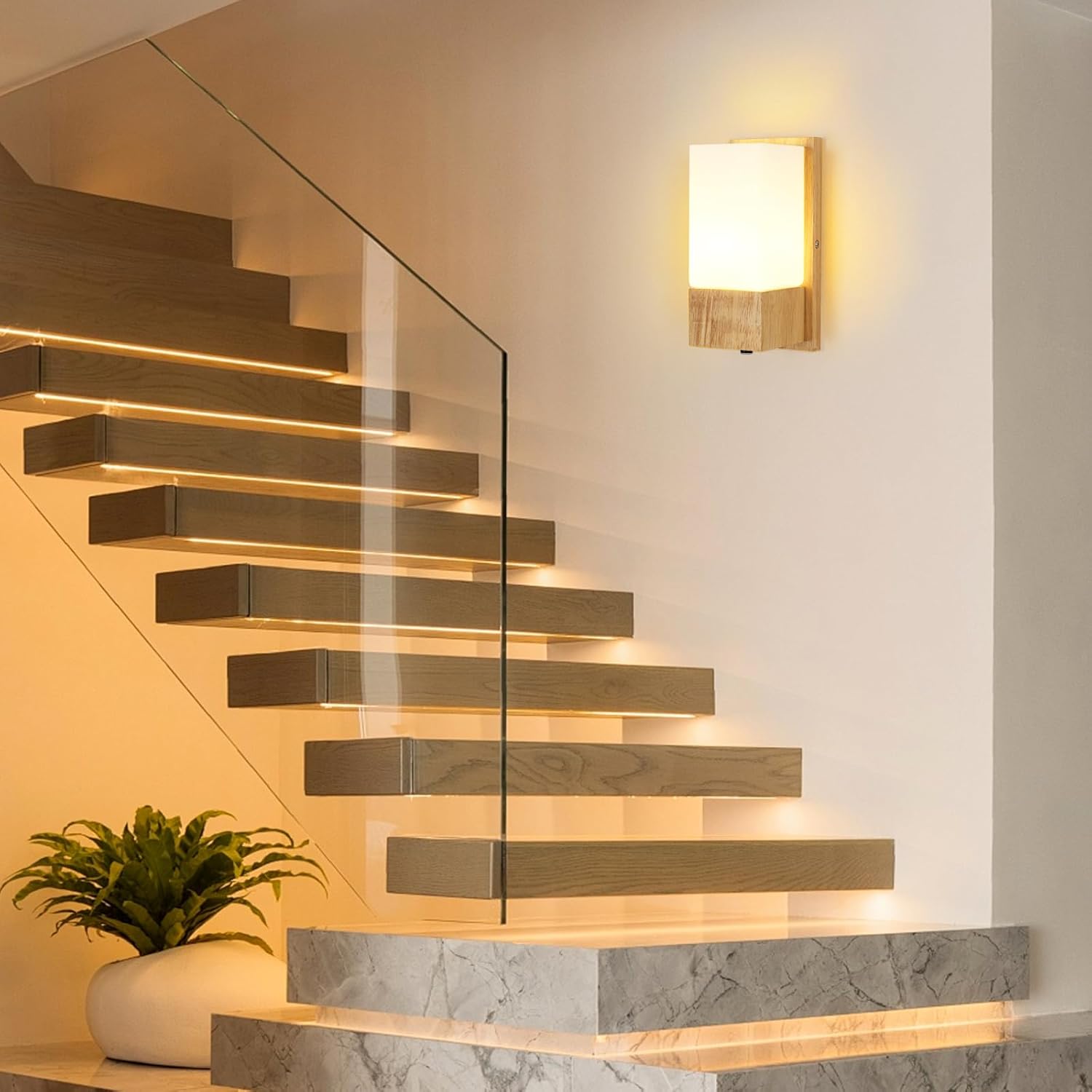 Wall Light - Wood Glass Frame