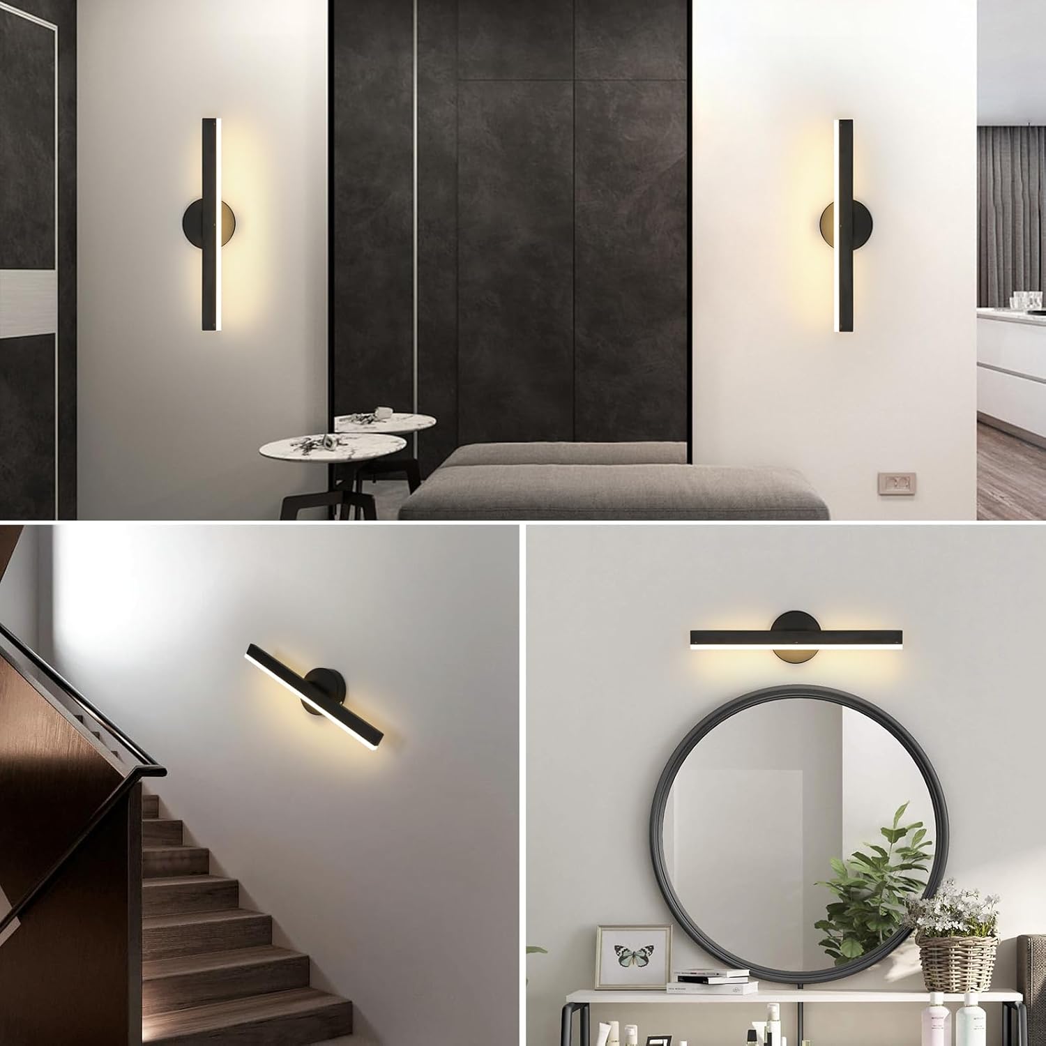 Wall Light - Black Acrylic Frame, Warm Light