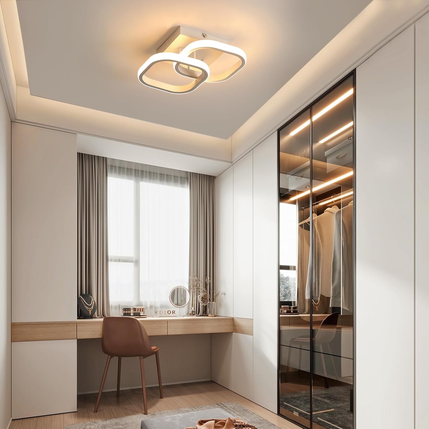 Ceiling Light - White Aluminium Frame, Warm Light
