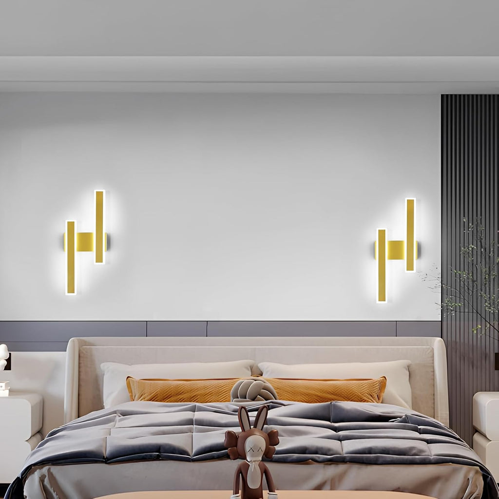 Applique - Cornice acrilica dorata, Luce bianca