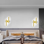 Applique - Cornice acrilica dorata, Luce bianca