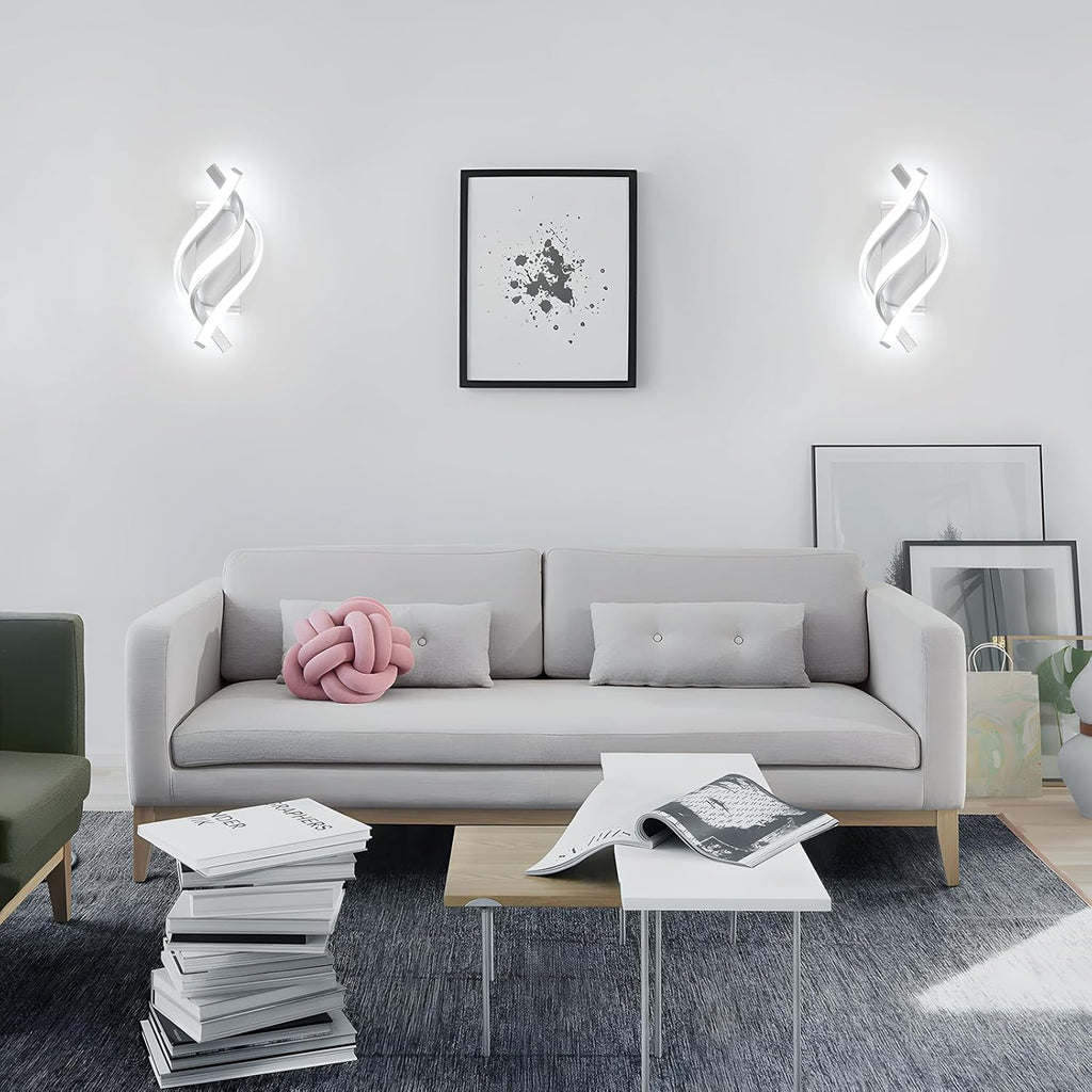 Applique - Telaio in Alluminio Argento, Luce Bianca
