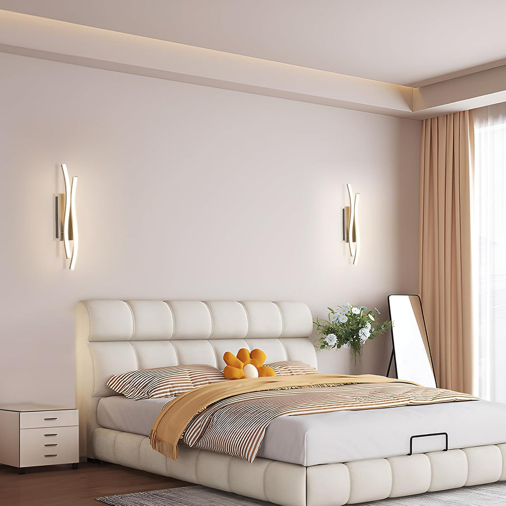 Applique - Telaio in alluminio color argento, luce calda