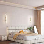 Applique - Telaio in alluminio color argento, luce calda
