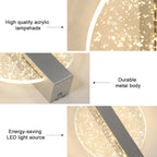 Comely Applique Murale LED Moderne, Argent 12W 3 Températures de Couleur 3000K/4500K/6500K Lampe Murale LED Pour Chambre à Coucher, Salon, Salle à Manger, Couloir, Escaliers