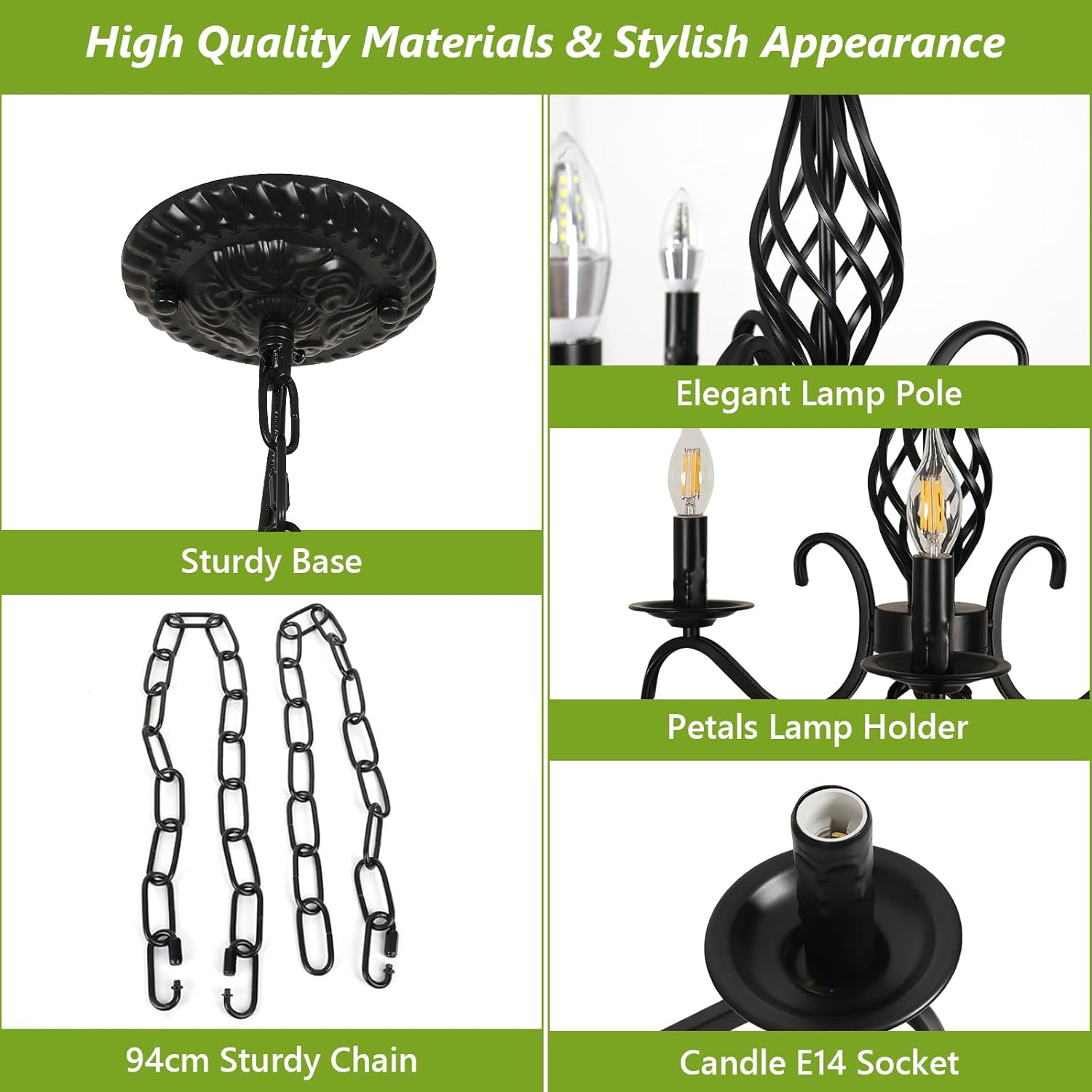 Chandeliers - Black Metal Frame