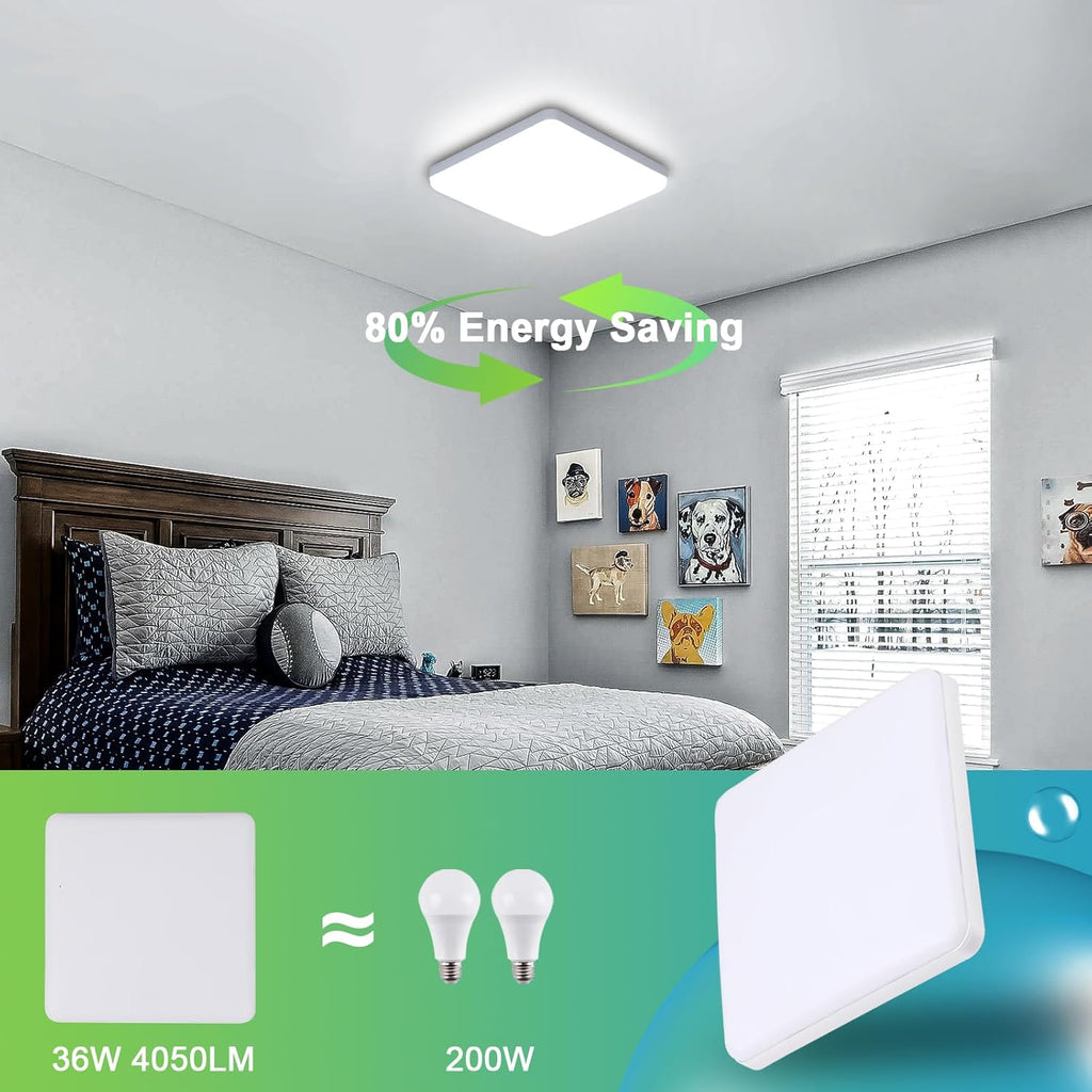 Ceiling Light - White Plastic Frame, White Light