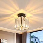 Comely Black Square Crystal Ceiling Light, Modern LED Ceiling Light with E27 Socket for Living Room, Bedroom, and Kitchen