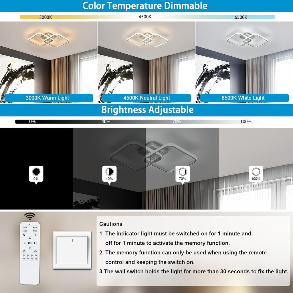 Ceiling Light - Silver Aluminium Frame, Tunable and Dimmable