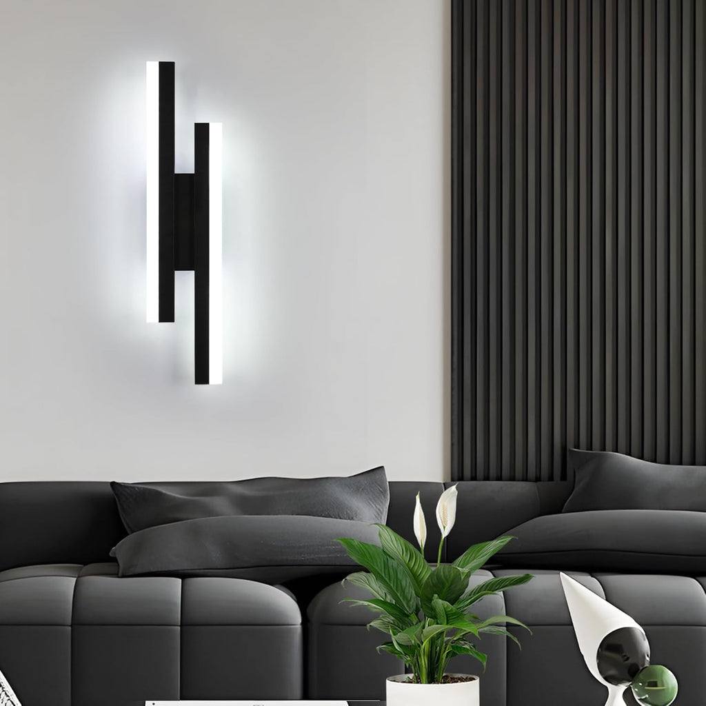 Lampada da parete - Struttura in acrilico nero, luce bianca