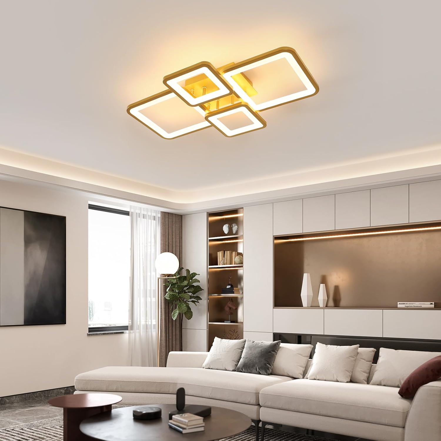 Ceiling Light - Gold Acrylic Frame, Tunable and Dimmable