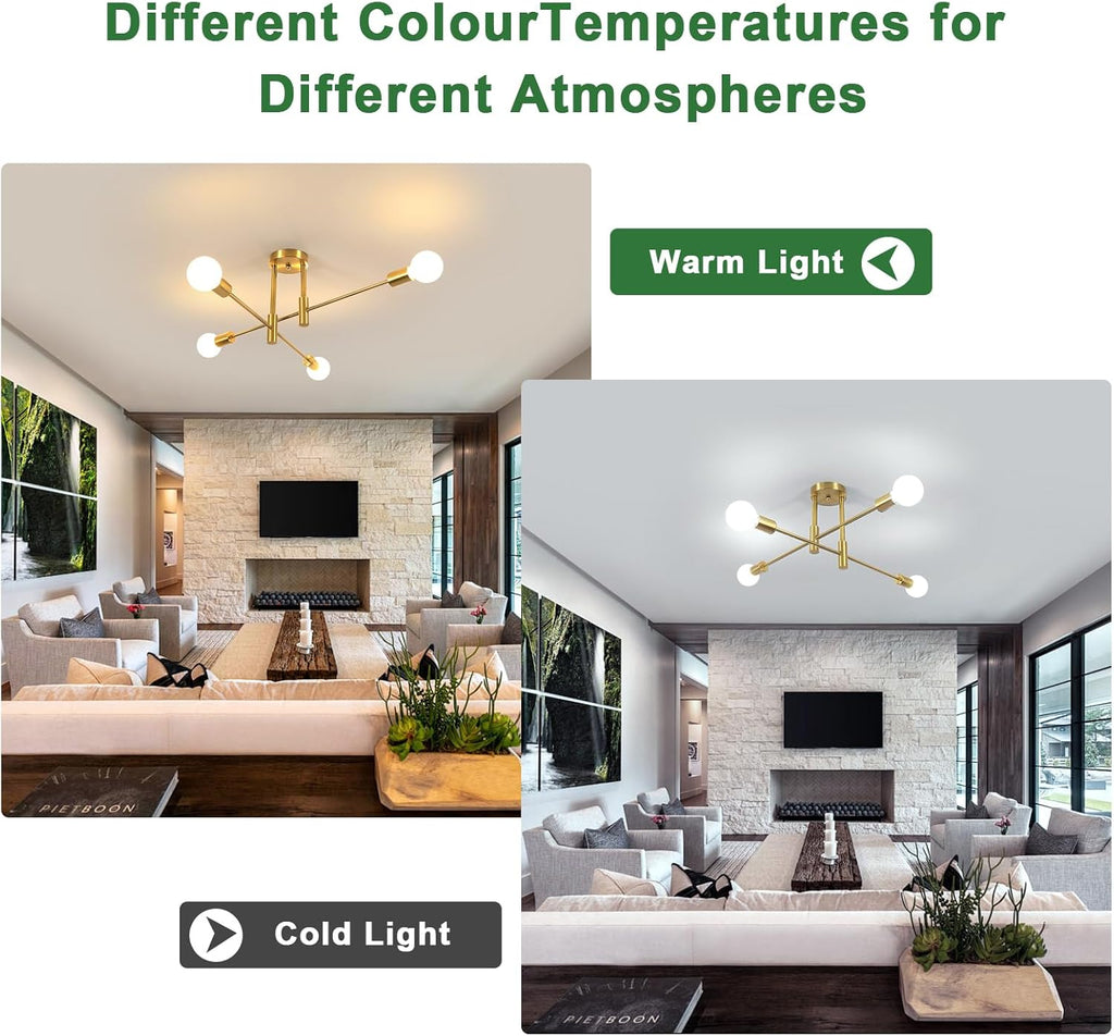 Ceiling Light - Gold Metal Frame