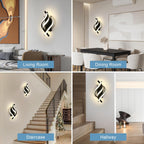 Applique da Parete - Struttura in Alluminio Nero, Luce Naturale
