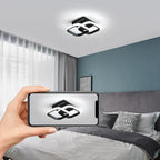 Comely Lot de 2 Plafonniers LED Modernes, 24W 2700LM Petit Noir Plafonnier LED Carré Luminaires Intérieur pour Chambre Salon Allée Couloir Balcon, Lumière Blanche 6500K, 24cm