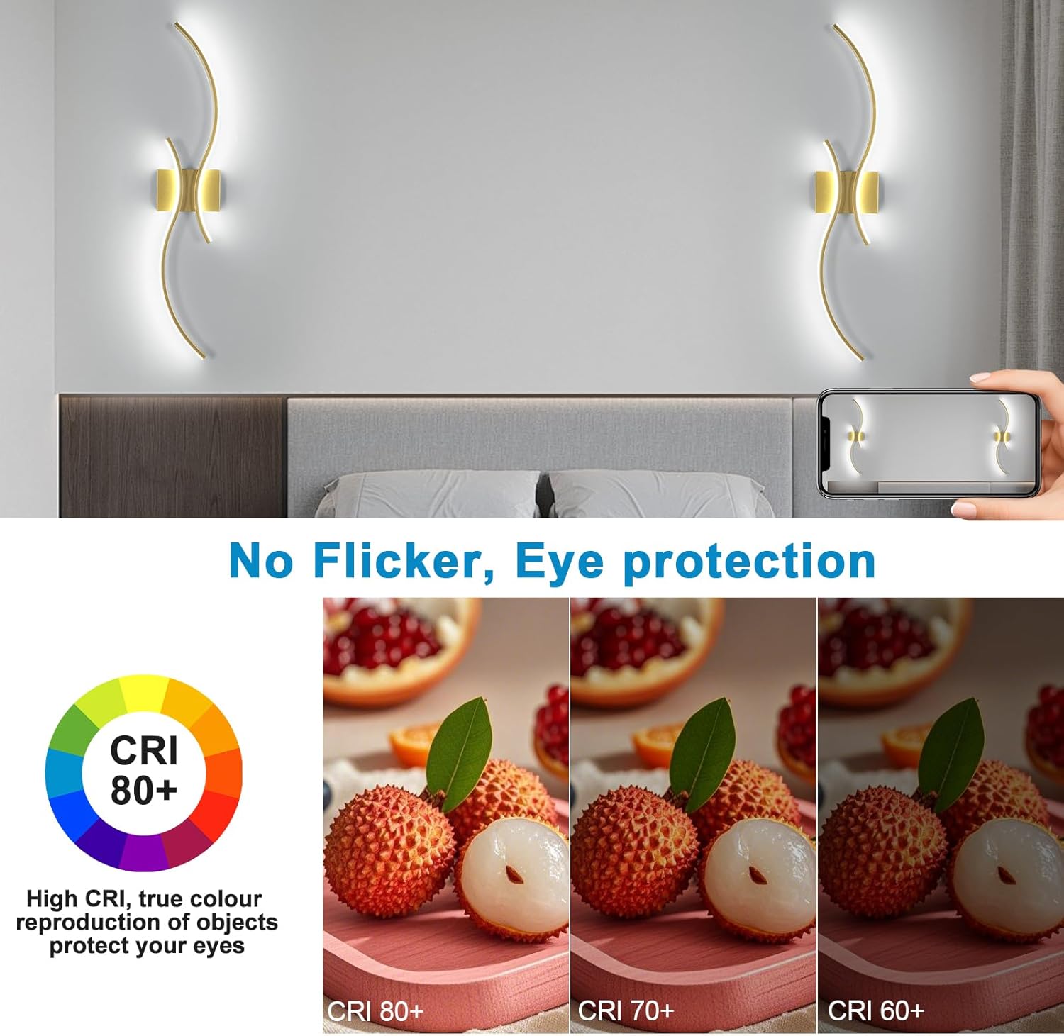 Wall Light - Gold Aluminium Frame, White Light