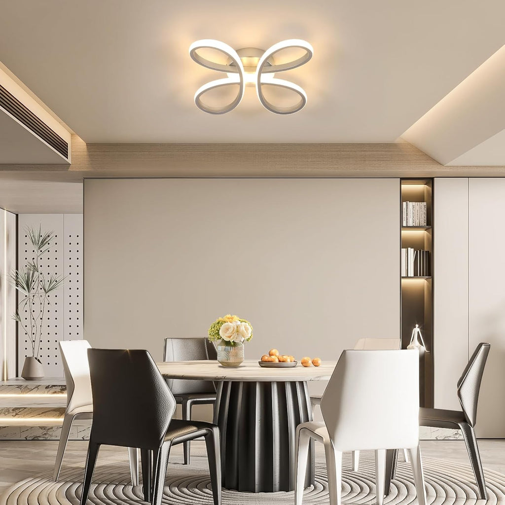 Comely Plafonnier LED Moderne, 30W 3375LM Lampe de Plafond, Luminaire Plafonnier LED pour Chambre salon, Salle à manger Cuisine, Lumière Chaude 3000K, 30cm, Argent