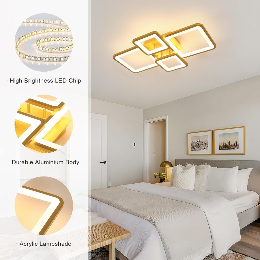 Ceiling Light - Gold Acrylic Frame, Tunable and Dimmable