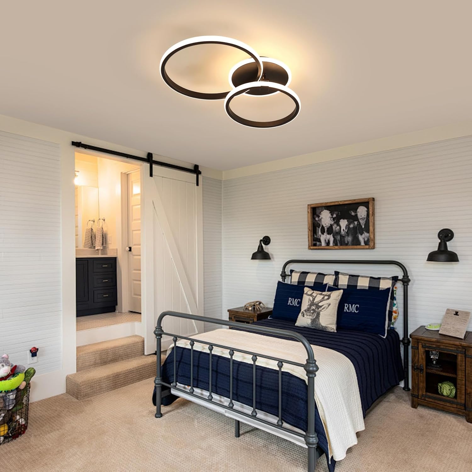 Ceiling Light - Black Acrylic Frame, Warm Light