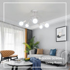 Industrial E27 Ceiling Light, 5-Light Metal Ceiling Lamp White, Creative Iron Chandelier for Bedroom Living Room Dining Room Hallway Kitchen, ?60cm (Bulb Not Included)