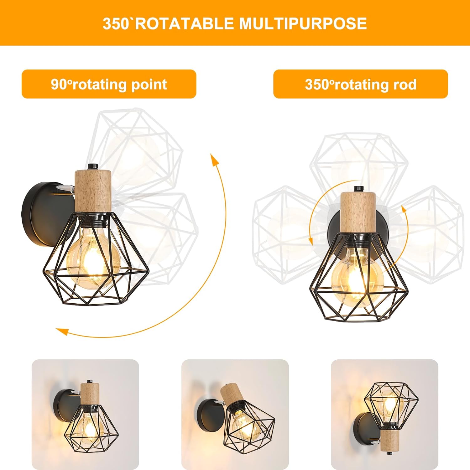 Wall Light - Black Metal Frame