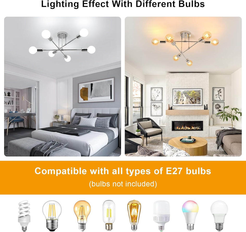 Ceiling Light - Chrome Metal Frame