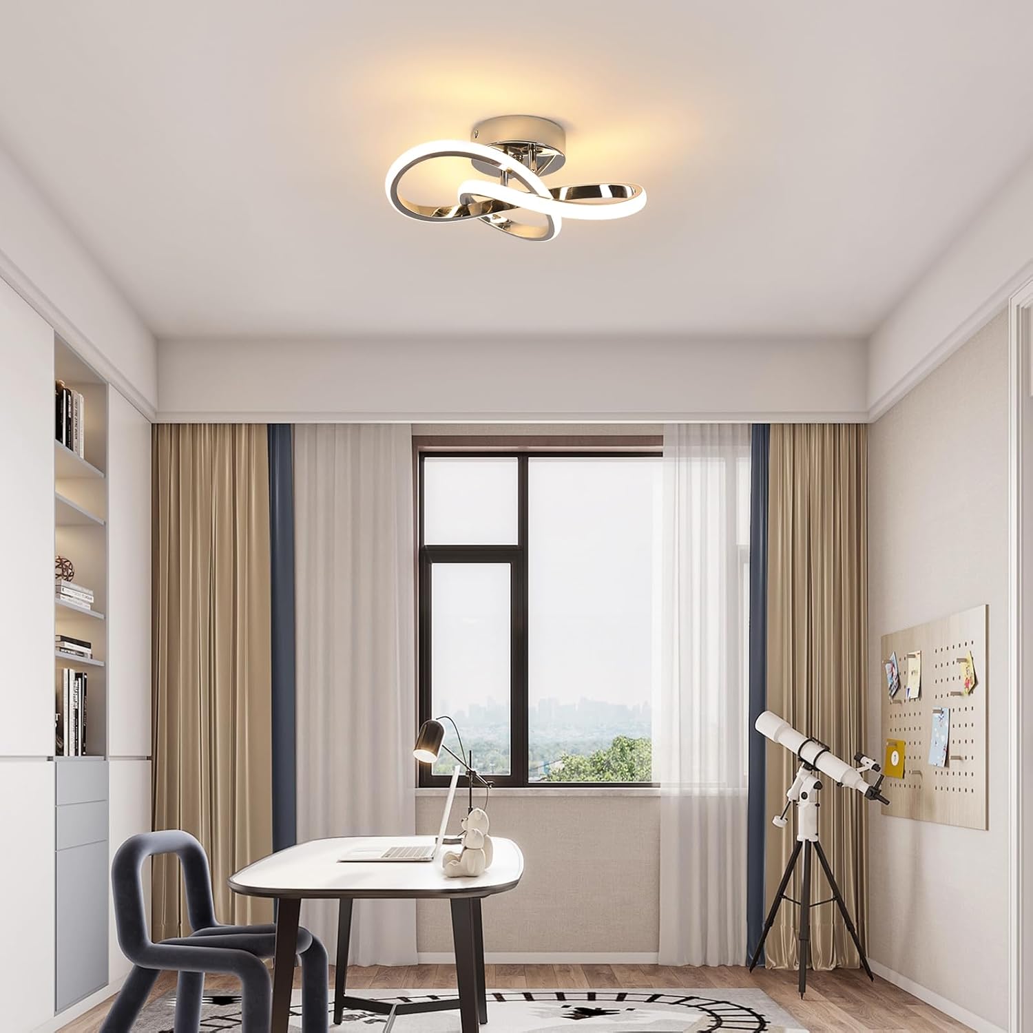 Comely Plafonnier LED Moderne, Luminaire Plafonnier Noir 30W 3375LM, Lampe de Plafond en Forme de Fleur pour Chambre à Coucher, Couloir, Cuisine, Salle de Bain, Lumière Chaude 3000K Dia 30cm