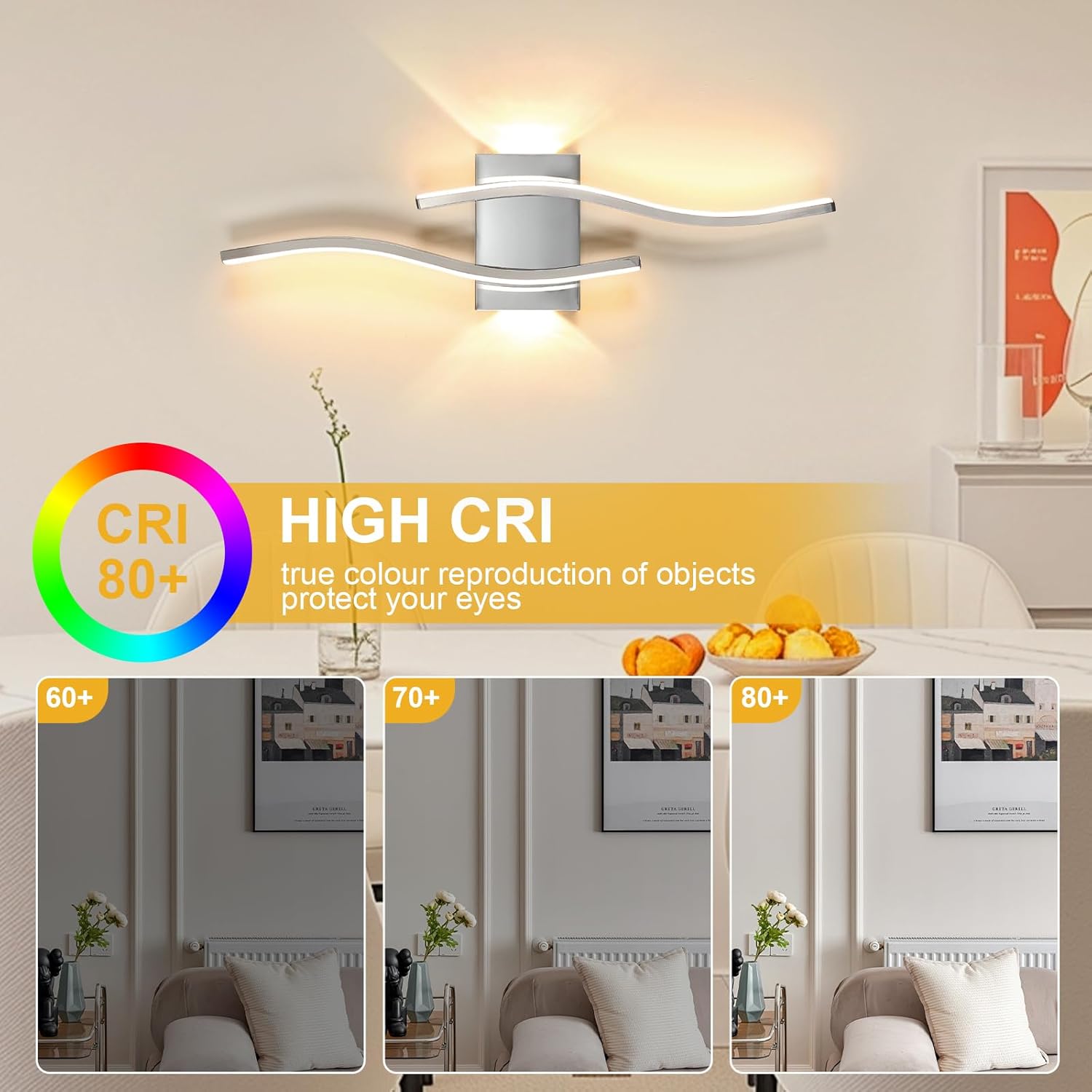 Wall Light - Chrome Aluminium Frame, Warm Light