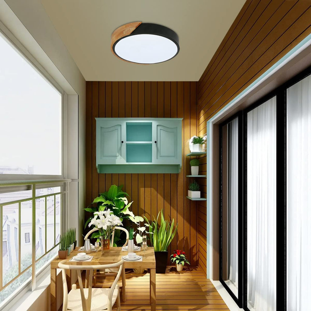 Ceiling Light - Black Metal Frame, White Light