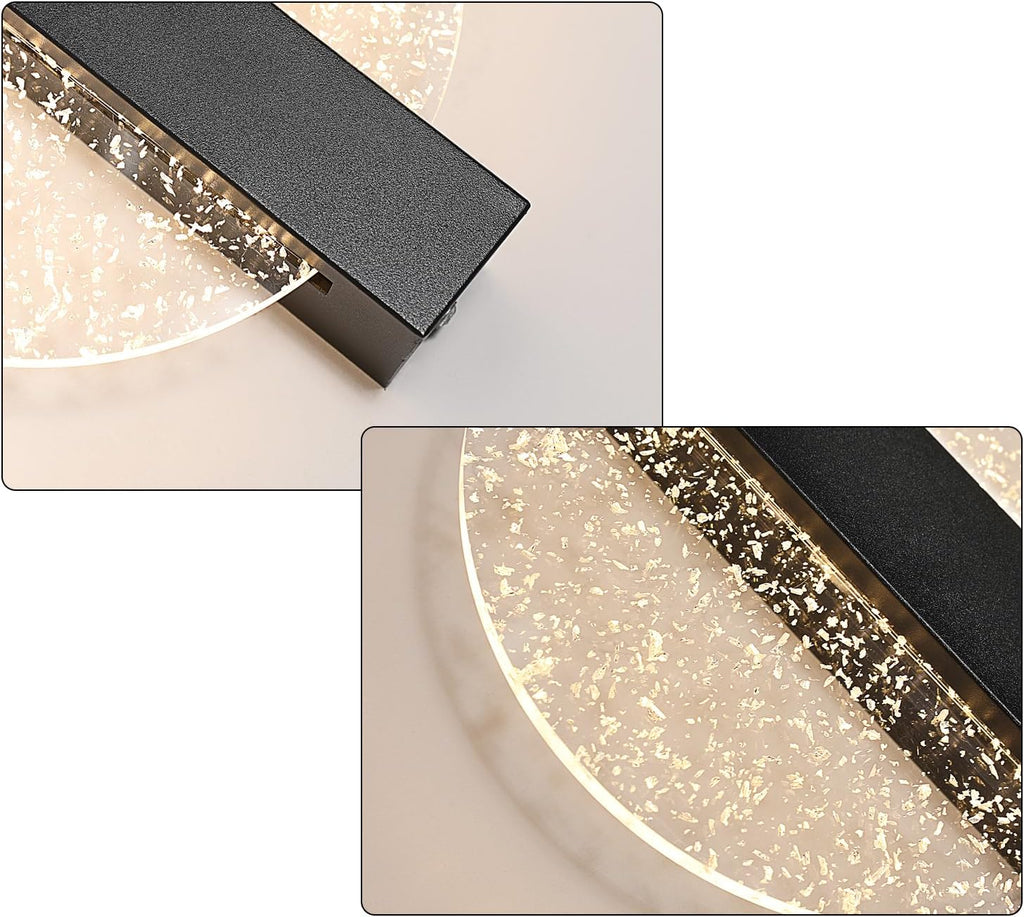 Comely Applique Murale LED 12W, 3 Températures de Couleur 3000K/4500K/6500K Lampe Murale LED Moderne, Noir Applique Murale Intérieure pour Salon, Chambre, Escalier, Couloir