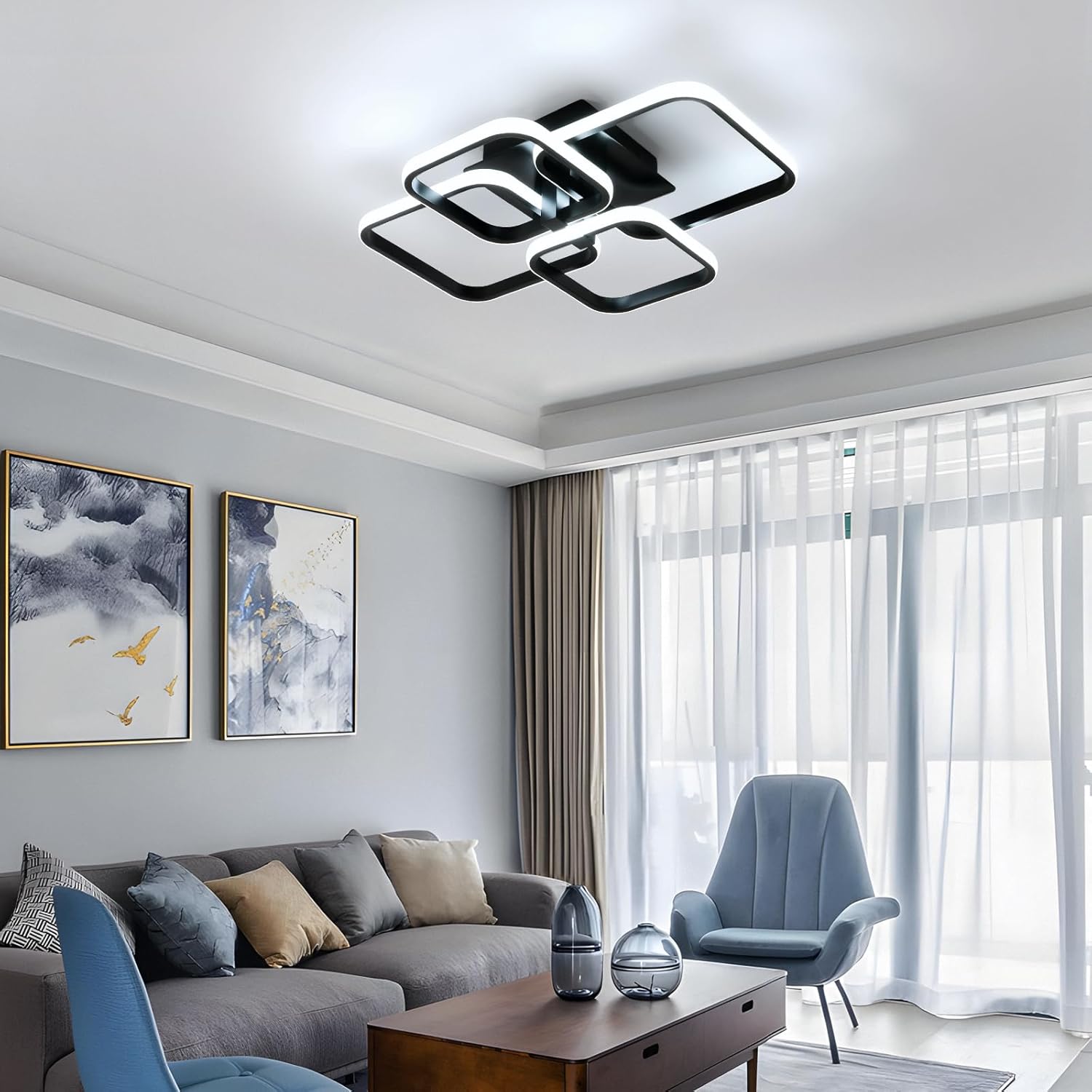 Ceiling Light - Black Aluminium Frame, Tunable and Dimmable