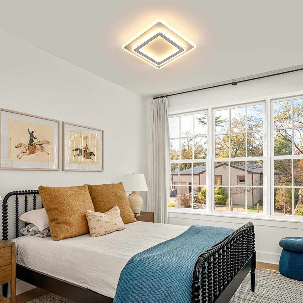Ceiling Light - White Acrylic Frame, Warm Light