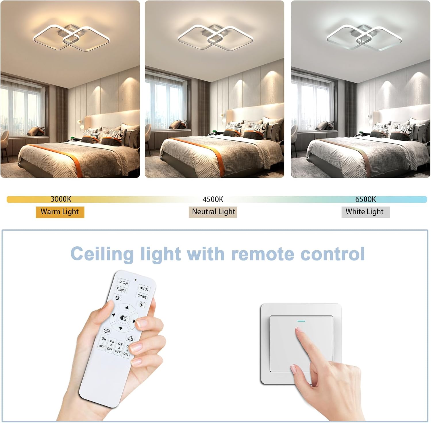 Ceiling Light - Silver Aluminium Frame, Tunable and Dimmable
