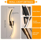 Comely Applique Murale Interieur, Moderne 80cm 27W Noir Lampe Murale LED pour Chambre à Coucher Salon, Lumière Chaude 3000k